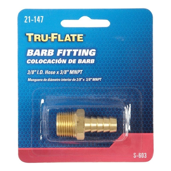 Tru-Flate Tru-Flate Brass Barb Hose Fitting 3/8 in. Male 1 pc 21147 - main
